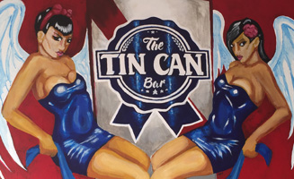 Tin Can Bar Downtown Lansing brand mural.